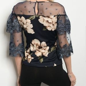 Tops - Navy floral top Tops - Navy floral top
